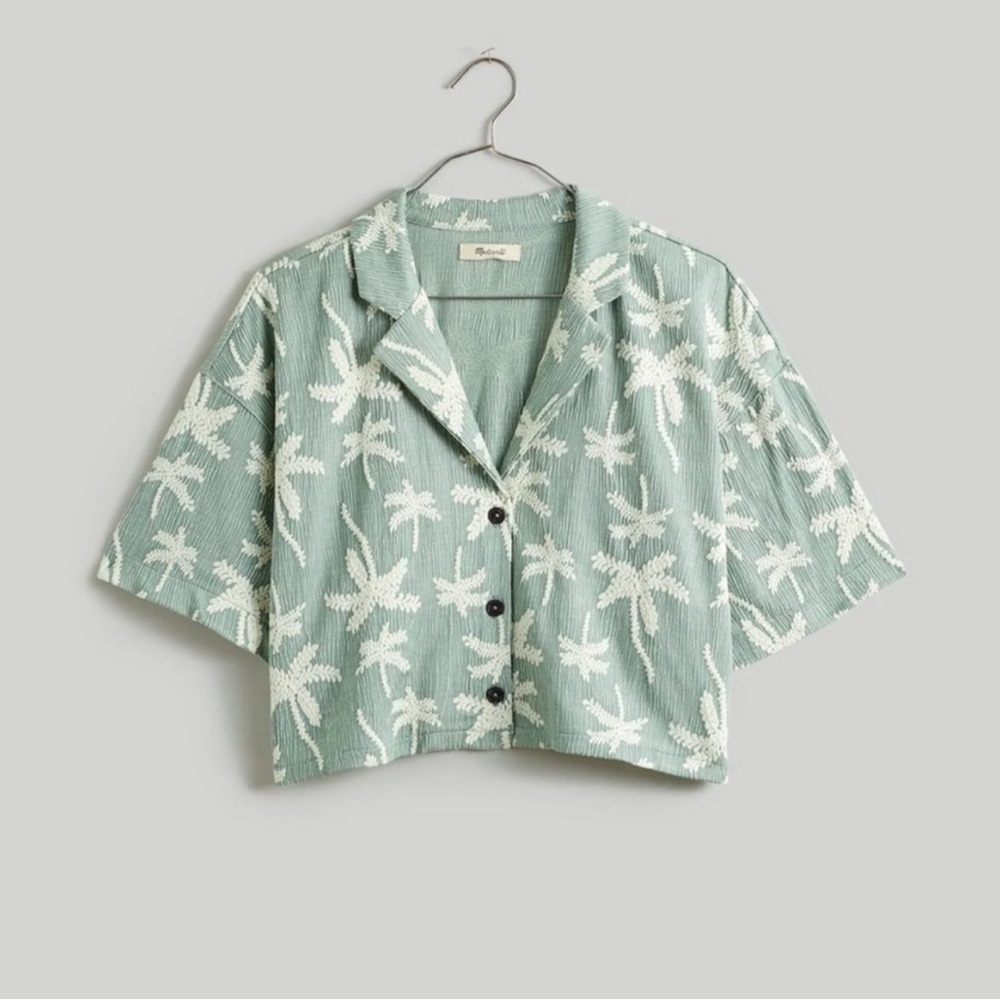 Madewell Palm Trees Cropped Button Up